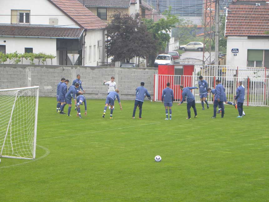 England U17s stretch in Serbia.